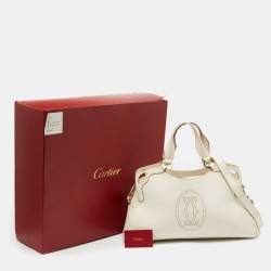 Pre Owned Cartier White Leather Medium Marcello de Cartier Bag