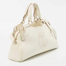 Pre Owned Cartier White Leather Medium Marcello de Cartier Bag