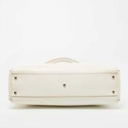 Pre Owned Cartier White Leather Medium Marcello de Cartier Bag