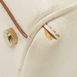 Pre Owned Cartier White Leather Medium Marcello de Cartier Bag