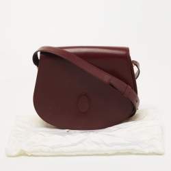Pre Owned Cartier Burgundy Leather Must de Cartier Saddle Bag