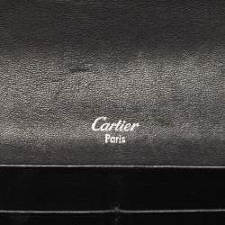 Cartier Black Glossy Leather Metal Flap Continental Wallet