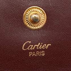 Pre Owned Cartier Burgundy Leather Must De Cartier Compact Wallet