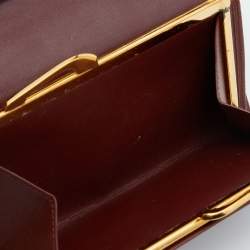 Pre Owned Cartier Burgundy Leather Must De Cartier Compact Wallet
