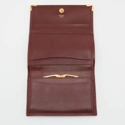 Pre Owned Cartier Burgundy Leather Must De Cartier Compact Wallet
