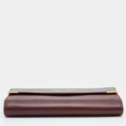 Pre Owned Cartier Burgundy Leather Must De Cartier Compact Wallet