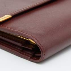 Pre Owned Cartier Burgundy Leather Must De Cartier Compact Wallet