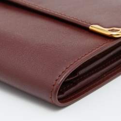 Pre Owned Cartier Burgundy Leather Must De Cartier Compact Wallet