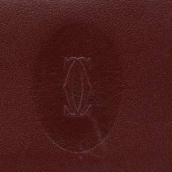 Pre Owned Cartier Burgundy Leather Must De Cartier Compact Wallet