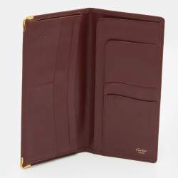 Pre Owned Cartier Burgundy Leather C de Cartier Long Bifold Wallet