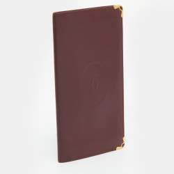 Pre Owned Cartier Burgundy Leather C de Cartier Long Bifold Wallet