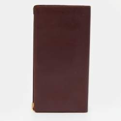 Pre Owned Cartier Burgundy Leather C de Cartier Long Bifold Wallet