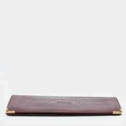 Pre Owned Cartier Burgundy Leather C de Cartier Long Bifold Wallet
