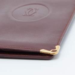 Pre Owned Cartier Burgundy Leather C de Cartier Long Bifold Wallet