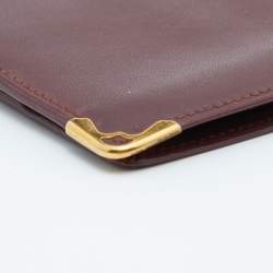 Pre Owned Cartier Burgundy Leather C de Cartier Long Bifold Wallet
