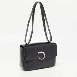 Pre Owned Cartier Black Glossy Leather Panthere Shoulder Bag