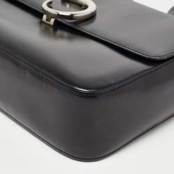 Pre Owned Cartier Black Glossy Leather Panthere Shoulder Bag