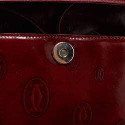 Pre Owned Cartier Burgundy Patent Leather Happy Birthday Baguette Bag