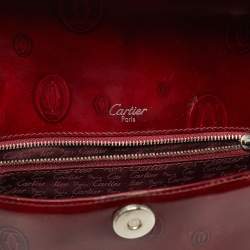 Pre Owned Cartier Burgundy Patent Leather Happy Birthday Baguette Bag