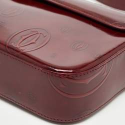 Pre Owned Cartier Burgundy Patent Leather Happy Birthday Baguette Bag