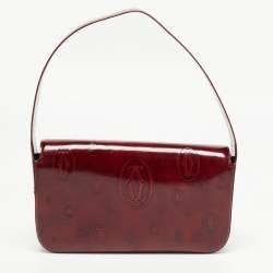 Pre Owned Cartier Burgundy Patent Leather Happy Birthday Baguette Bag