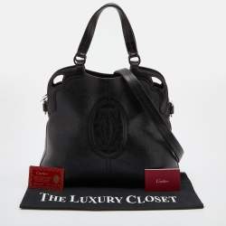Pre Owned Cartier Black Leather Marcello de Cartier Top Handle Bag