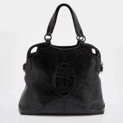 Pre Owned Cartier Black Leather Marcello de Cartier Top Handle Bag