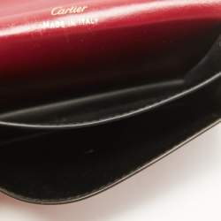 Pre Owned Cartier Red Leather Double C De Cartier Card Case
