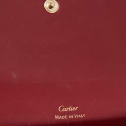 Pre Owned Cartier Red Leather Double C De Cartier Card Case