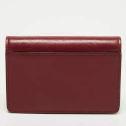 Pre Owned Cartier Red Leather Double C De Cartier Card Case