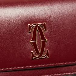 Pre Owned Cartier Red Leather Double C De Cartier Card Case
