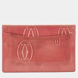 Pre Owned Cartier Pink Patent Leather Happy Birthday Card Holder