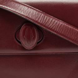 Pre Owned Cartier Burgundy Leather Must De Cartier Shoulder Bag