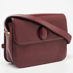 Pre Owned Cartier Burgundy Leather Must De Cartier Shoulder Bag