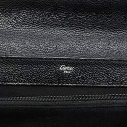 Pre Owned Cartier Black Leather and Python Classic Feminine Line Top Handle Bag