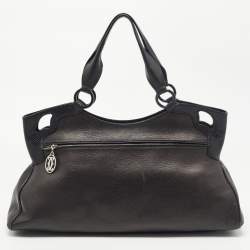 Pre Owned Cartier Black Leather and Python Embossed Medium Marcello de Cartier Shoulder Bag