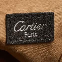 Pre Owned Cartier Black Leather and Python Embossed Medium Marcello de Cartier Shoulder Bag