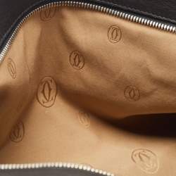 Pre Owned Cartier Black Leather and Python Embossed Medium Marcello de Cartier Shoulder Bag