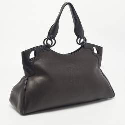 Pre Owned Cartier Black Leather and Python Embossed Medium Marcello de Cartier Shoulder Bag