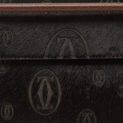 Pre Owned Cartier Black/Brown Calfhair and Leather Happy Birthday Cabochon Flap Bag