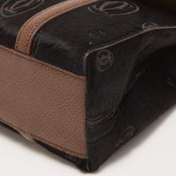 Pre Owned Cartier Black/Brown Calfhair and Leather Happy Birthday Cabochon Flap Bag