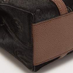 Pre Owned Cartier Black/Brown Calfhair and Leather Happy Birthday Cabochon Flap Bag