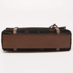 Pre Owned Cartier Black/Brown Calfhair and Leather Happy Birthday Cabochon Flap Bag