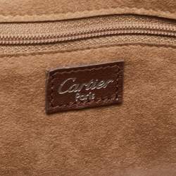 Pre Owned Cartier Brown/Grey Satin and Lizard Happy Birthday Cabochon Flap Bag