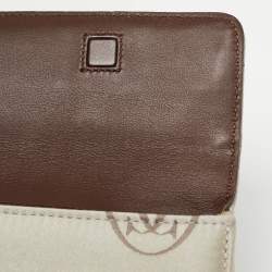 Pre Owned Cartier Brown/Grey Satin and Lizard Happy Birthday Cabochon Flap Bag