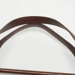 Pre Owned Cartier Brown/Grey Satin and Lizard Happy Birthday Cabochon Flap Bag