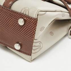 Pre Owned Cartier Brown/Grey Satin and Lizard Happy Birthday Cabochon Flap Bag