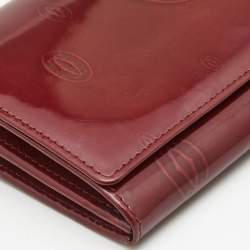 Pre Owned Cartier Burgundy Patent Leather Happy Birthday Continental Wallet
