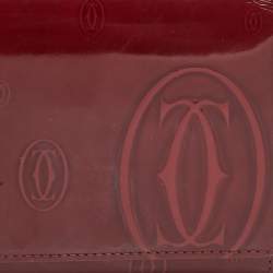 Pre Owned Cartier Burgundy Patent Leather Happy Birthday Continental Wallet