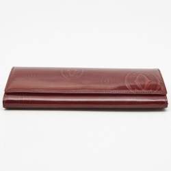 Pre Owned Cartier Burgundy Patent Leather Happy Birthday Continental Wallet